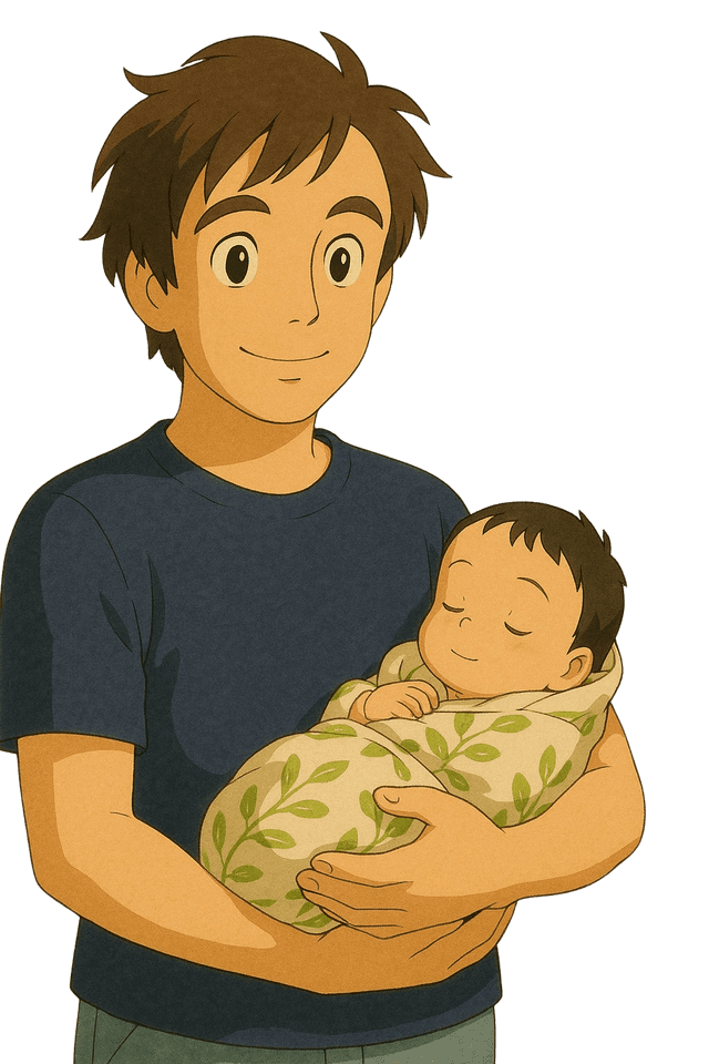 Portrait of the developer and his daughter